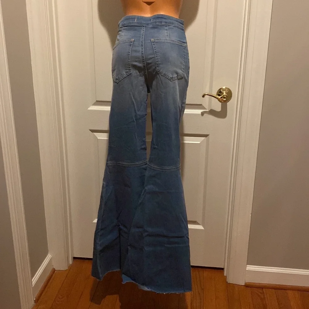 FREE PEOPLE Just Float On Wide Leg Denim Pant Jeans 26β Light Blue $78 EUC - Picture 11 of 16